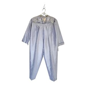 Talbots Pure Silk Shantung Pant Suit Womens 16 NEW Vtg Careerwear Old Money